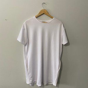 Zara Oversized White T-Shirt Dress with Pockets